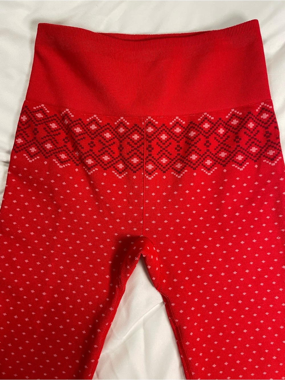 Fabletics Red Fair Isle Nordic Matching Set Leggings Top Women’s M Holiday - Picture 8 of 12